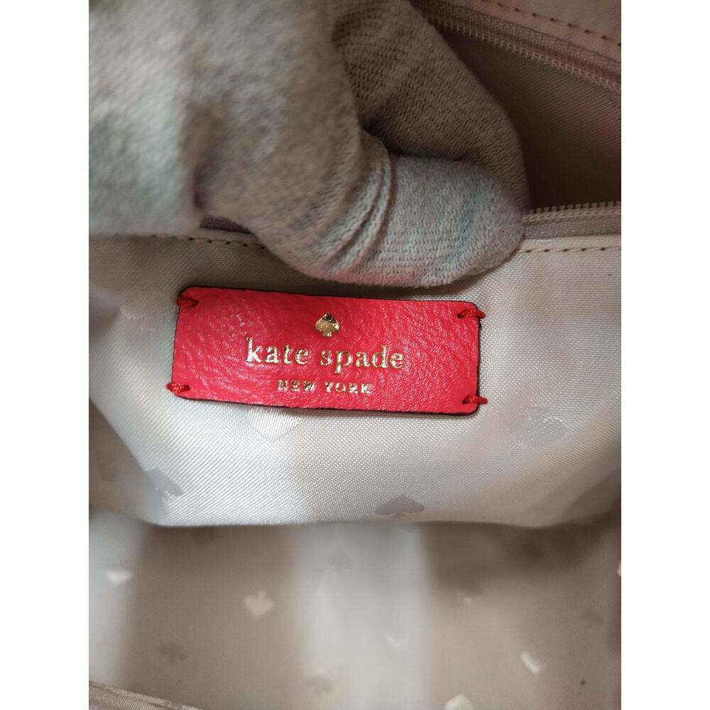 Kate Spade New York Jackson Coral Red Pebbled Leather Zipper Top Handle Backpack - Picture 12 of 16